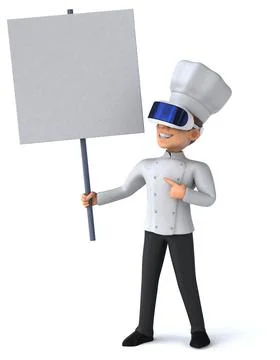 Fun 3D Illustration of a chef with a VR Helmet Stock Illustration