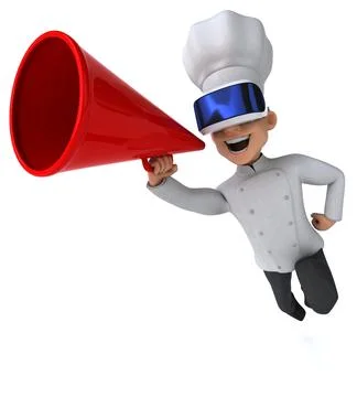 Fun 3D Illustration of a chef with a VR Helmet Stock Illustration