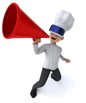 Fun 3D Illustration of a chef with a VR Helmet Stock Illustration