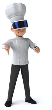 Fun 3D Illustration of a chef with a VR Helmet Stock Illustration