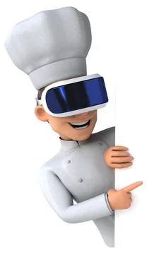 Fun 3D Illustration of a chef with a VR Helmet Stock Illustration