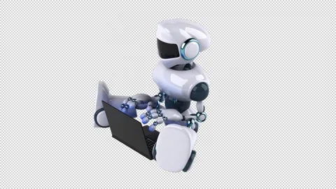 Fun 3D robot coding on a laptop (with alpha channel included) Video stock 230203971