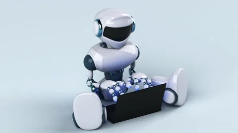 Fun 3D robot coding on a laptop Video stock 231721189