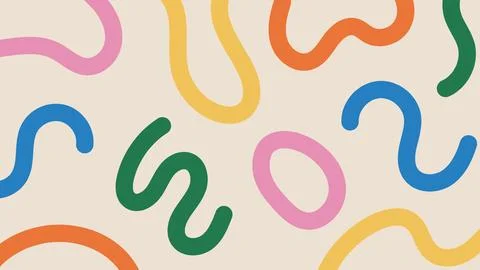 Fun abstract background with multi colored squiggly lines. Doodle design with Stock Illustration