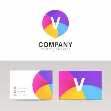 Fun abstract colorful logo V letter flat kinds icon sign vector design with.. Stock Illustration