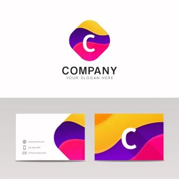 Fun abstract colorful shape C letter logo icon sign vector design Stock Illustration