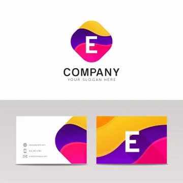 Fun abstract colorful shape E letter logo icon sign vector design Stock Illustration