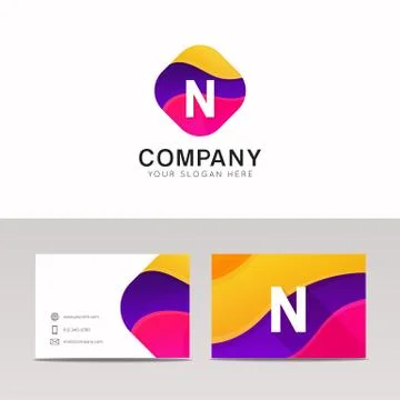 Fun abstract colorful shape N letter logo icon sign vector design Stock Illustration