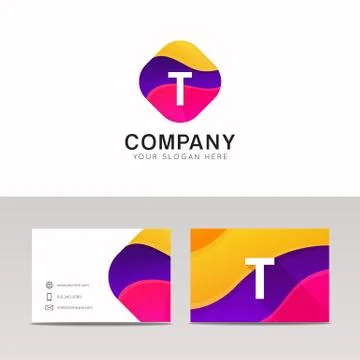 Fun abstract colorful shape T letter logo icon sign vector design Stock Illustration