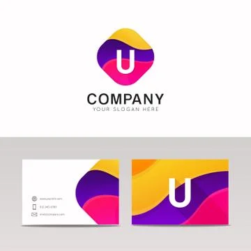 Fun abstract colorful shape U letter logo icon sign vector design Stock Illustration