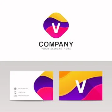 Fun abstract colorful shape V letter logo icon sign vector design Stock Illustration