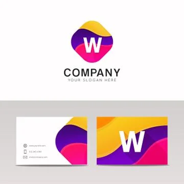 Fun abstract colorful shape W letter logo icon sign vector design Stock Illustration