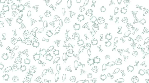 Fun Abstract Sketch Of Tech Lifestyle And Everyday Symbols Repeating Pattern Stock-Footage 335938045