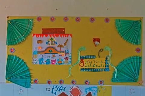 Fun and educational display at pre primary classroom Stock Photos