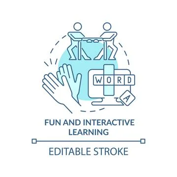 Fun and interactive learning turquoise concept icon Stock Illustration