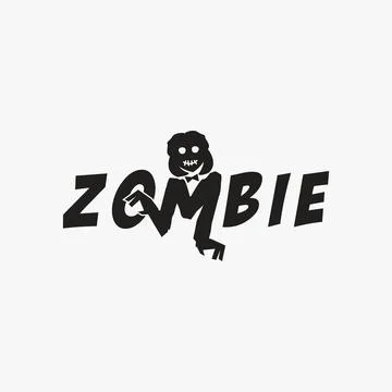 Fun and Simple Word mark Zombie logo icon vector template on white background Stock Illustration