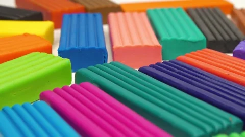 Fun and soft plasticine for shaping, molding, and crafting colorful objects Stock Footage 342142475