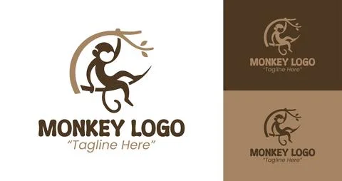 Fun and Unique Monkey Logo Designs for Your Brand Stock Illustration