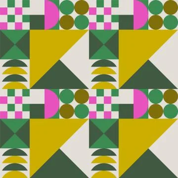 Fun and vibrant blocks geometric grid based seamless pattern Stock Illustration