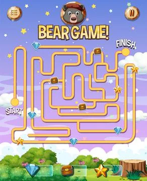 Fun animal boardgame template Stock Illustration