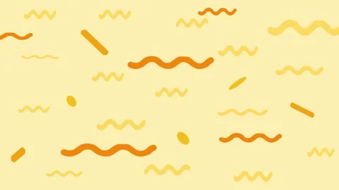 Fun animated background with abstract wavy lines and shapes in yellow and orange Stock Footage 322574345