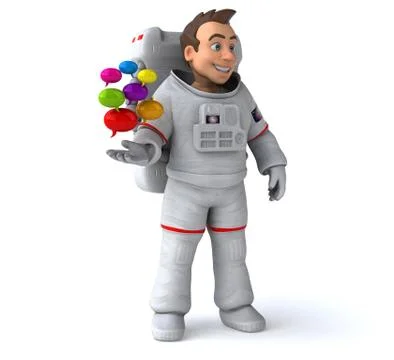 Fun astronaut - 3D Illustration Stock Illustration