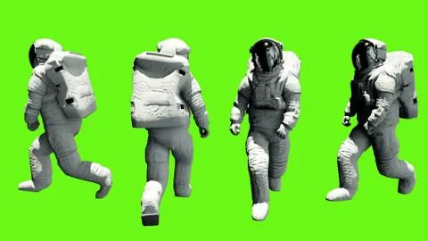 Fun astronaut walking. Stock Illustration