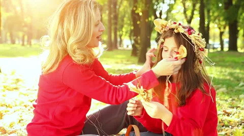 Fun in autumn park Stock Footage 29695535