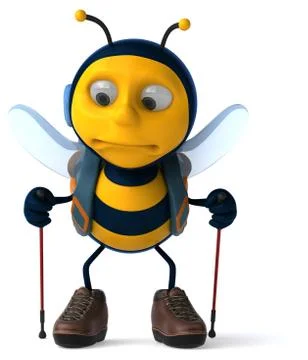 Fun backpacker bee - 3D Illustration Illustrazione stock