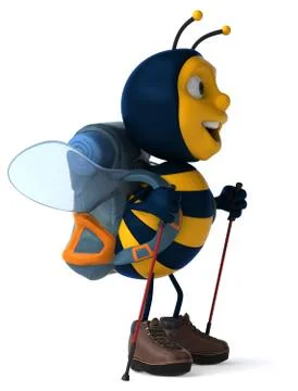 Fun backpacker bee - 3D Illustration Illustrazione stock