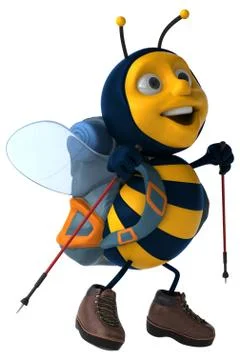 Fun backpacker bee - 3D Illustration Illustrazione stock