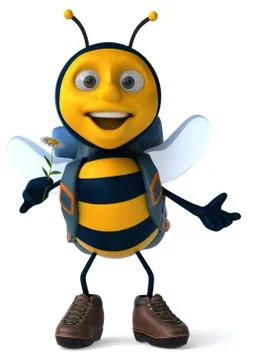 Fun backpacker bee - 3D Illustration Illustrazione stock