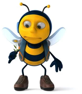 Fun backpacker bee - 3D Illustration Illustrazione stock
