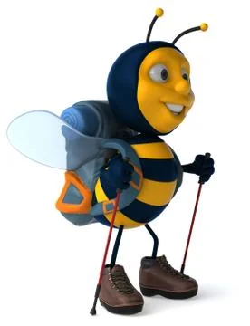 Fun backpacker bee - 3D Illustration Illustrazione stock