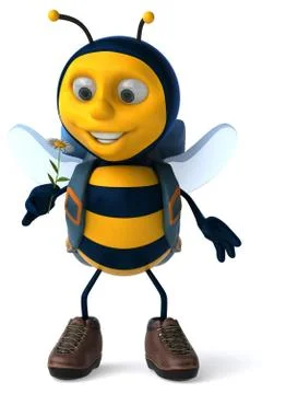 Fun backpacker bee - 3D Illustration Ilustração Stock