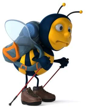 Fun backpacker bee - 3D Illustration Ilustração Stock