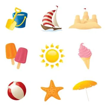 Fun at the beach Stock Illustration