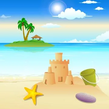 Fun at beach Stock Illustration