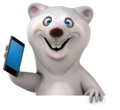 Fun bear with a phone - 3D Illustration Ilustração Stock