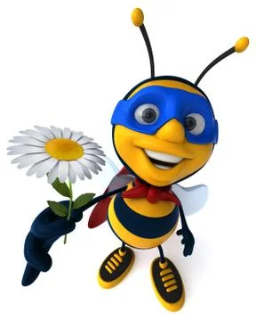 Fun bee - 3D Illustration Ilustração Stock