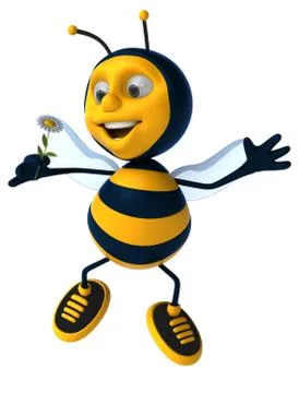 Fun bee - 3D Illustration Ilustração Stock