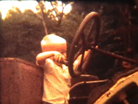 Fun on a Big Tractor Stock Footage 33729705