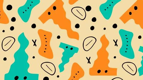 Fun Blob Shapes with Doodles Background Stock Illustration