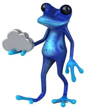Fun blue frog - 3D Illustration Stock Illustration