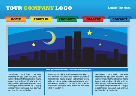 Fun Blue Simple Web Site Design Vector Illustration Illustrazione stock