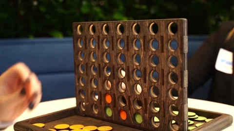 A fun board game of Connect 4 with colorful wooden pieces Stock Footage 322976100