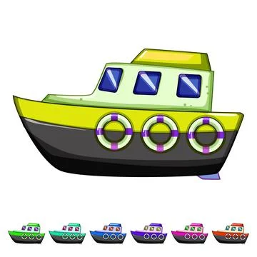 Fun boat toy cartoon vector graphic イラスト素材
