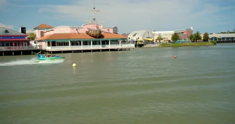 Fun Boats in Myrtle Beach Harbor, Tourists Stock Footage 142030978