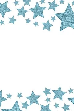 Fun border with blue star isolated on white Stock Illustration