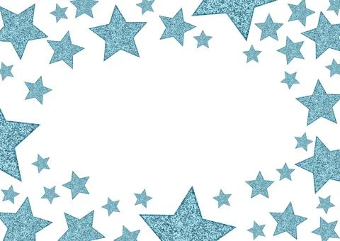 Fun border with blue star isolated on white Stock Illustration